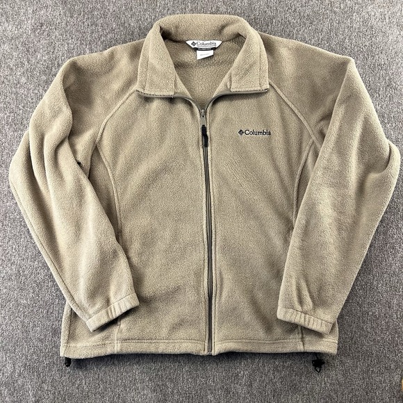 Columbia Sweaters - COLUMBIA Full Zip Fleece Cardigan Sweater‎ Tan Women's Size L Outdoors Comfort